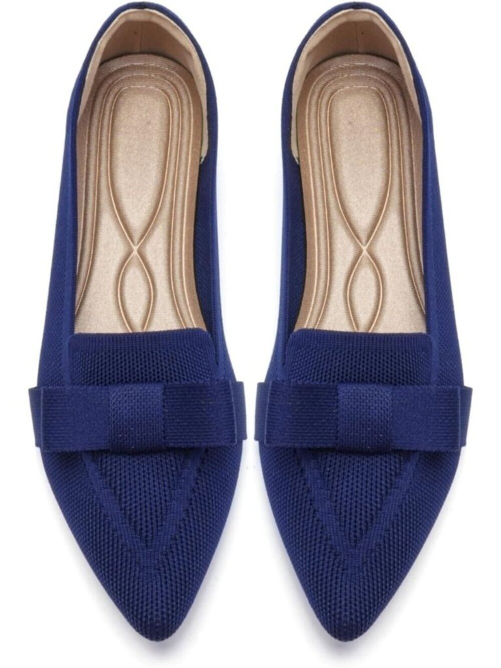 Women's Navy Mesh Pointed Toe Knit Ballet Flats Casual Slip On Flats Shoes